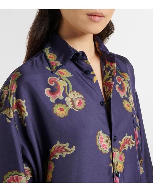 Etro Blue Printed Silk Shirt