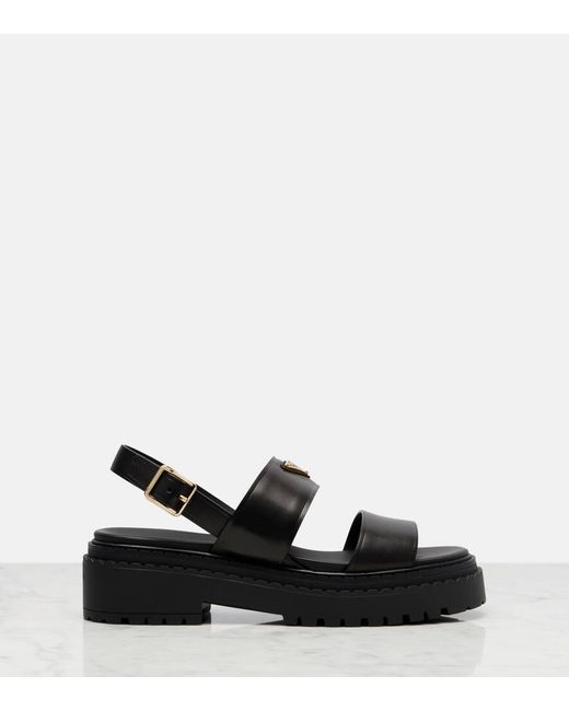 Prada Black Leather Platform Sandals 55