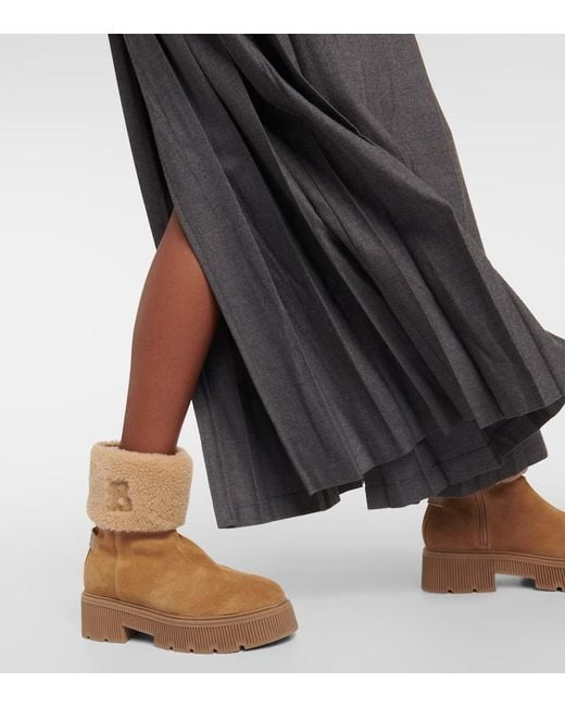 Bogner Brown Turin Suede And Shearling Ankle Boots