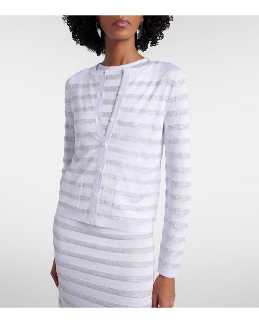 Missoni White Sequined Striped Cardigan