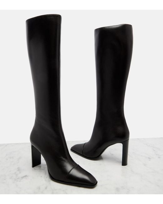 Saint Laurent Black Venetia Leather Knee-High Boots