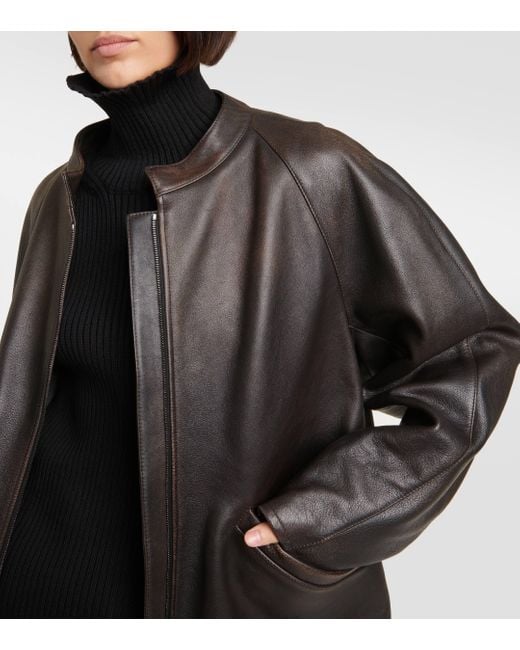The Row Black Kengia Leather Jacket