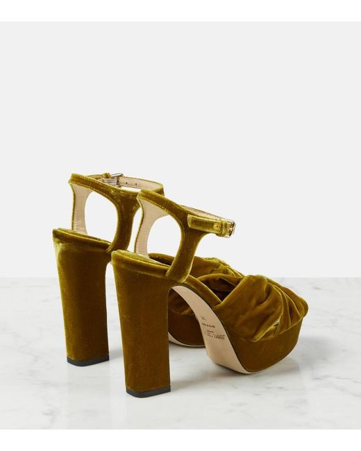 Jimmy Choo Metallic Heloise 120 Velvet Platform Sandals