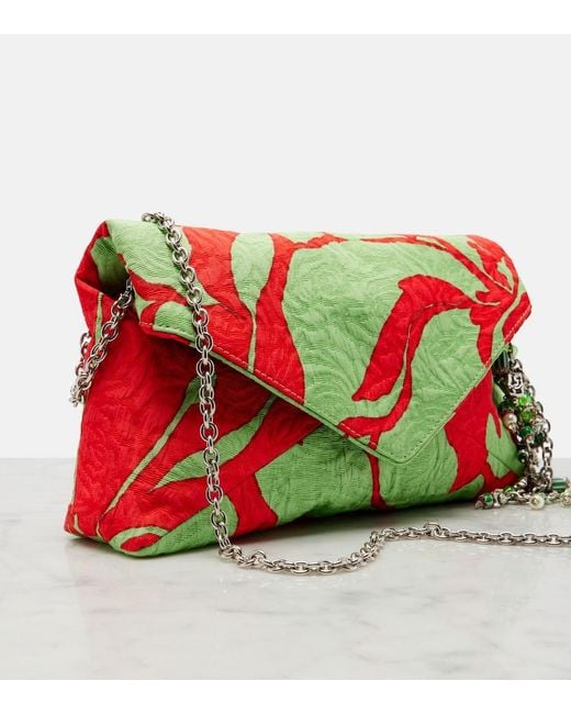 Dries Van Noten Red Envelope Small Jacquard Clutch