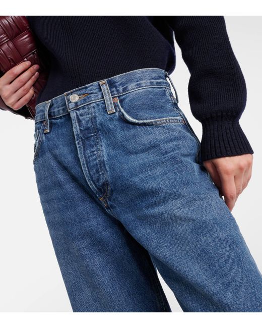 Agolde Blue Low Slung Baggy Wide-leg Jeans