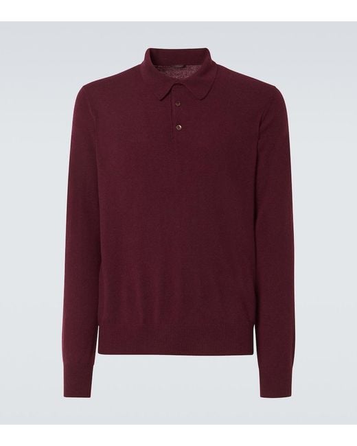 Rubinacci Purple Cashmere Polo Shirt for men