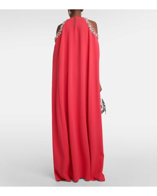 Robe Longue En Soie Melangee Oscar de la Renta en coloris Red