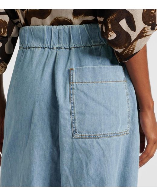 Jeans A Gamba Larga E Vita Alta di Dries Van Noten in Blue