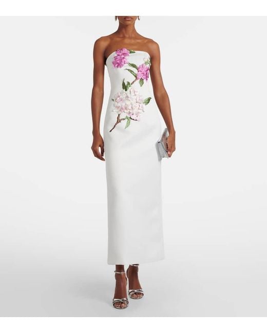 LEO LIN White Rayna Floral-Applique Bustier Dress
