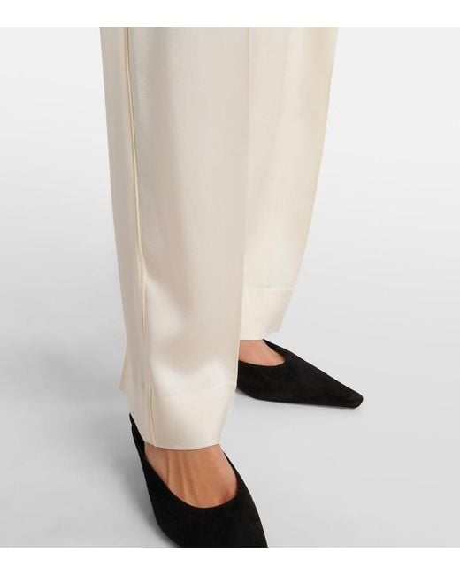 Victoria Beckham White Satin Wide-Leg Pants