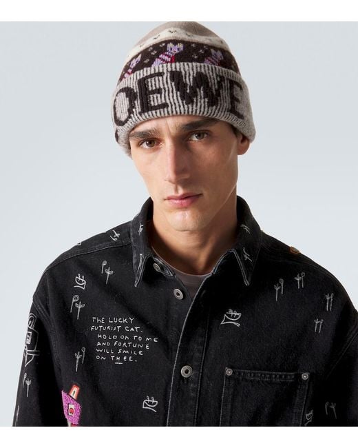 Loewe Natural X Louis Wain Wool-Blend Beanie for men