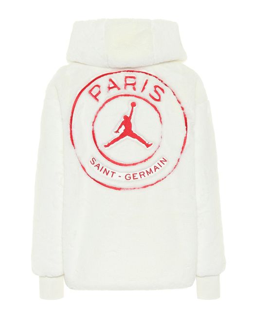 Nike White Jordan Paris Saint-germain Faux-fur Jacket
