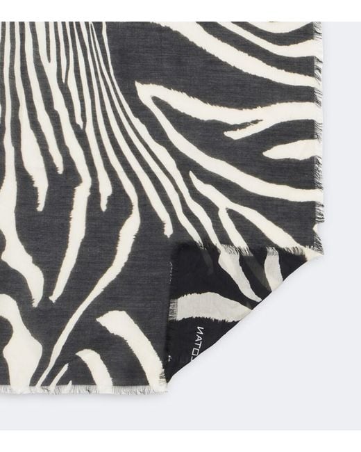 Nili Lotan Black Zebra-Print Scarf