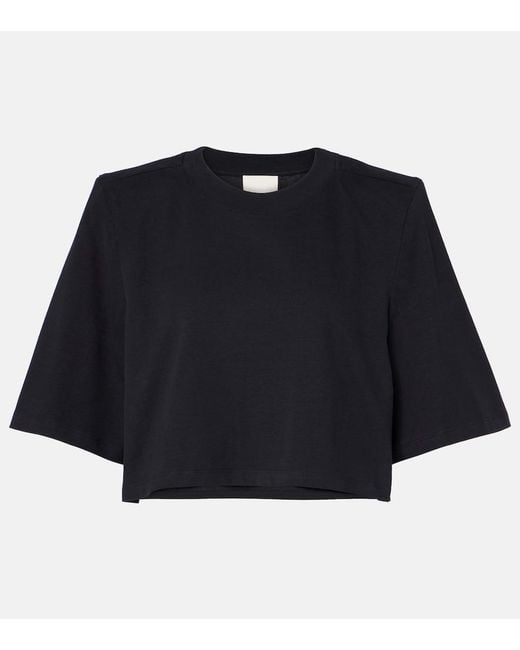 Isabel Marant Blue Zaely Cropped Cotton Jersey T-Shirt