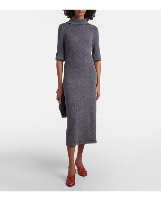 Proenza Schouler Gray Label Cerine Ribbed-Knit Boucle Midi Dress