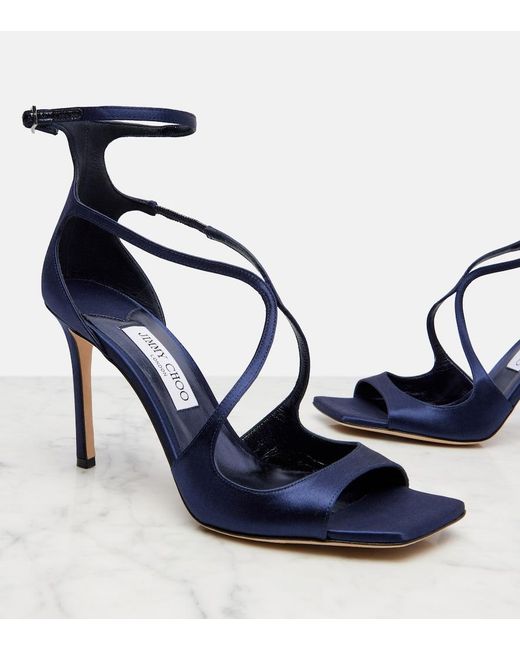 Jimmy Choo Blue Azia 95 Satin Sandals