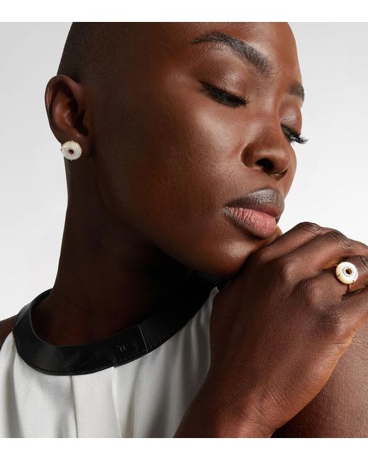 Mateo White 14Kt Earrings With Diamonds And Pearls