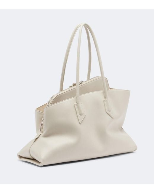 The Attico White La Passeggiata Medium Leather Tote Bag