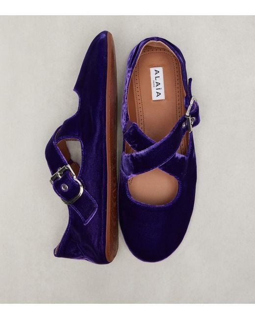 Alaïa Purple Velvet Ballet Flats