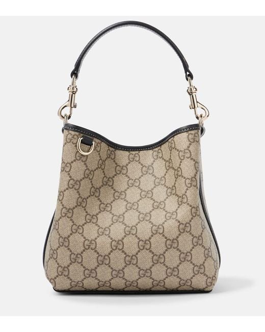 Gucci Brown Tote Bag Gg Emblem Mini Aus Canvas