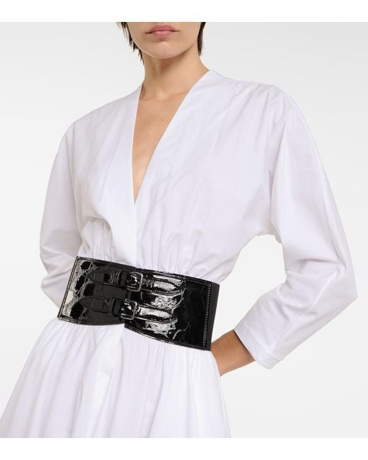 Alaïa White Belted Cotton Dress