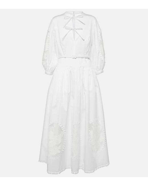 Oscar de la Renta White Cotton Blend Maxi Dress