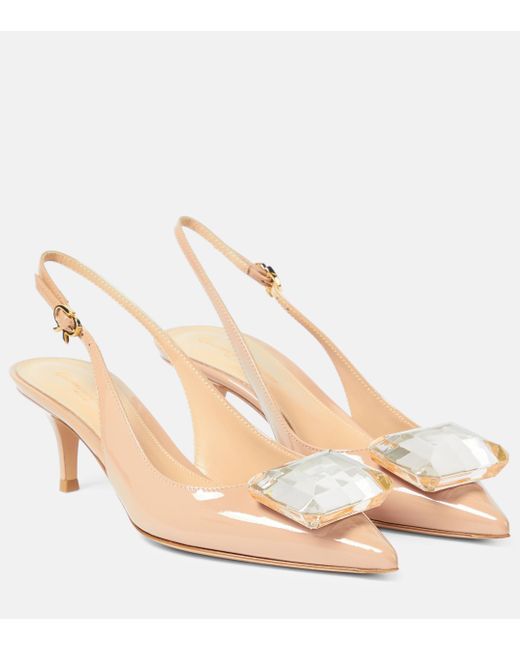 Gianvito Rossi Natural Jaipur 55 Patent Leather Slingback Pumps