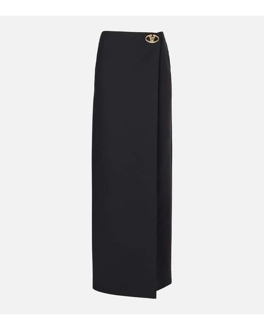 Valentino Black Maxirock Vlogo Locker Aus Crepe Couture