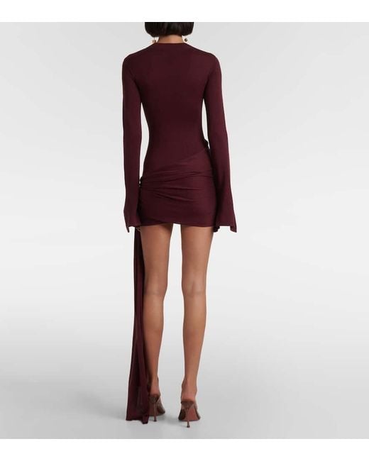 AYA MUSE Red Draped Silk-Blend Jersey Minidress