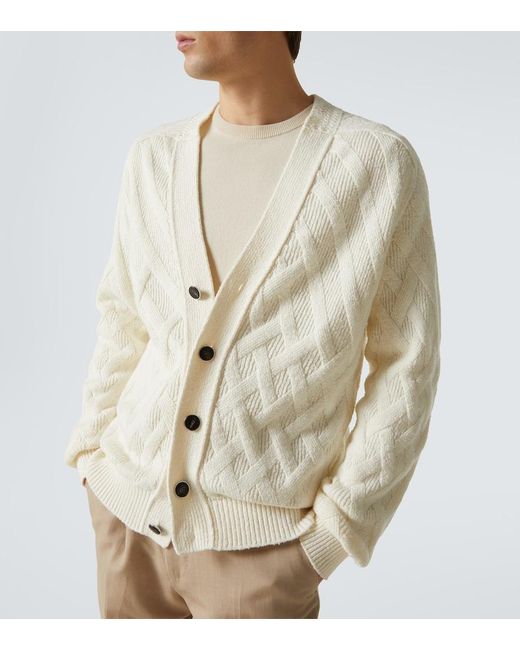 Zegna White Ribbed-Knit Cotton Cardigan for men