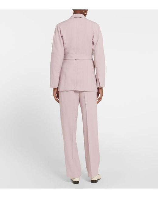 Joseph Pink Wells Belted Wool-Blend Blazer