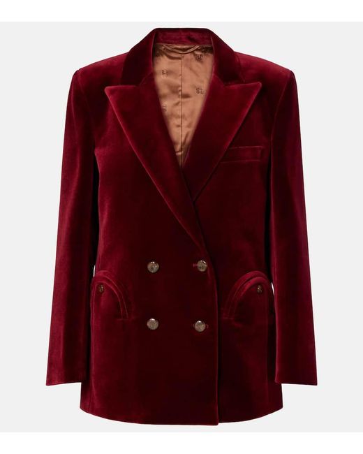 Blazé Milano Red Everynight Double-Breasted Cotton Velvet Blazer