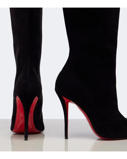 Christian Louboutin Black Miss Z Suede Knee-High Boots