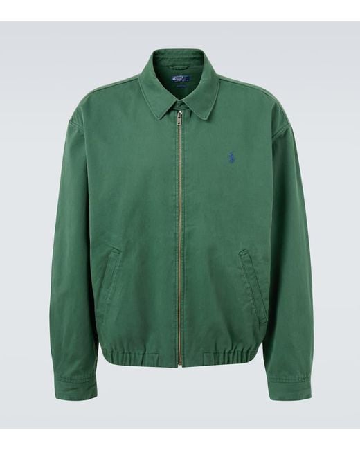 Polo Ralph Lauren Green Cotton Bomber Jacket for men