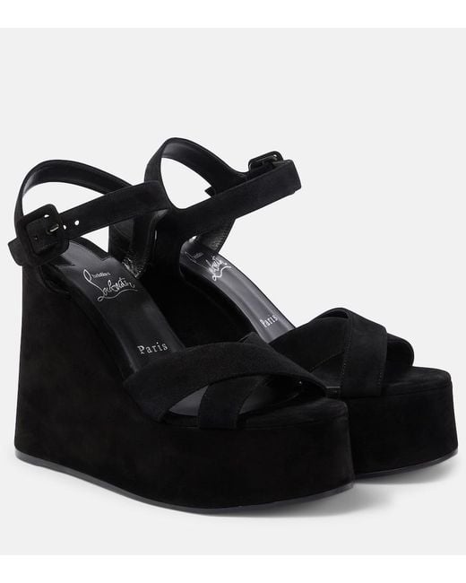 Christian Louboutin Black Supramariza 130 Suede Wedge Sandal