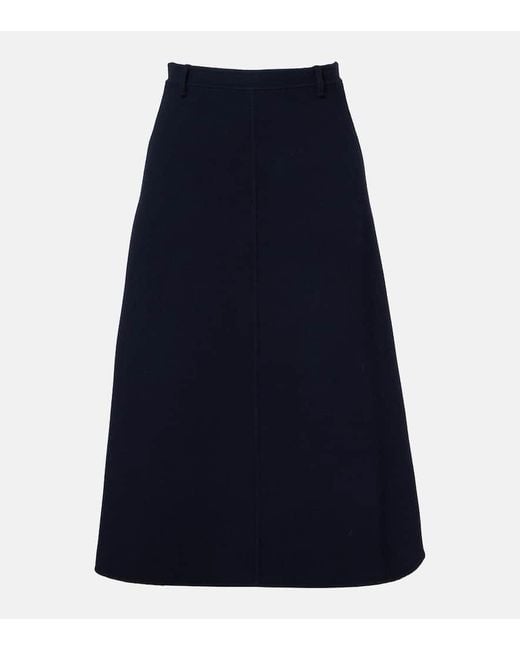 Max Mara Blue Gloria Virgin Wool Midi Skirt