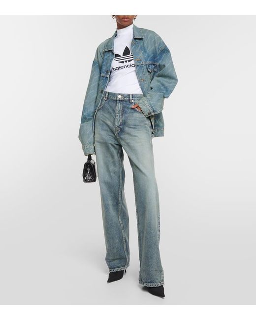 Balenciaga Blue Mid-Rise Wide-Leg Jeans