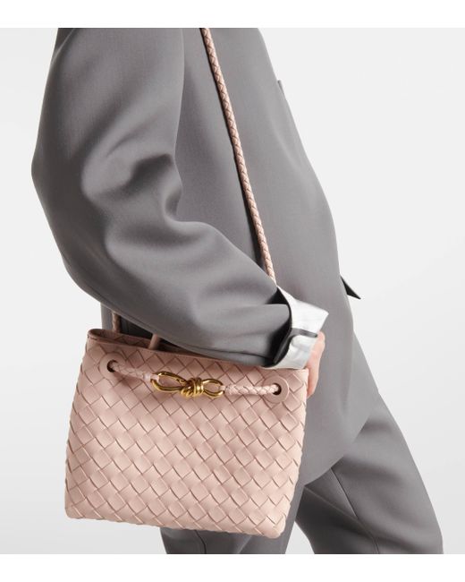 Bottega Veneta Pink Andiamo Small Leather Shoulder Bag