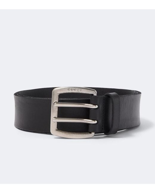 Gucci Black Logo Leather Belt for men