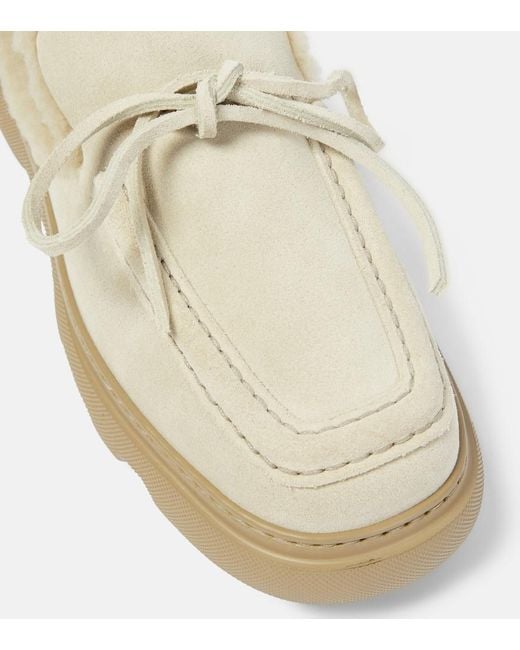 Burberry White Ekd Shearling-Lined Suede Mules