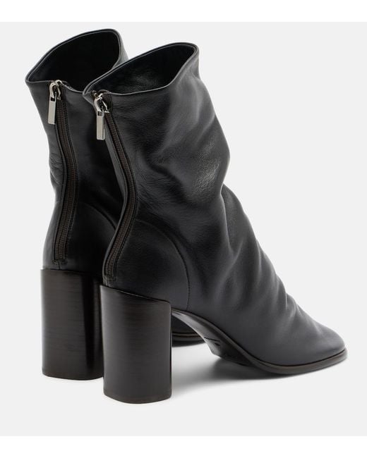 Lemaire Black Glove Leather Ankle Boots