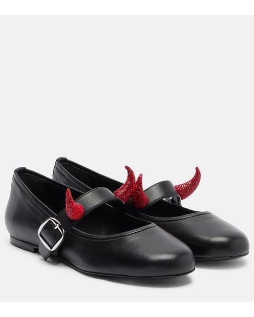 Coperni Black X Disney Leather Mary Jane Flats