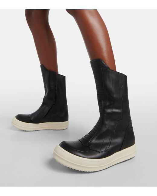 Rick Owens Black Leather Sneakers