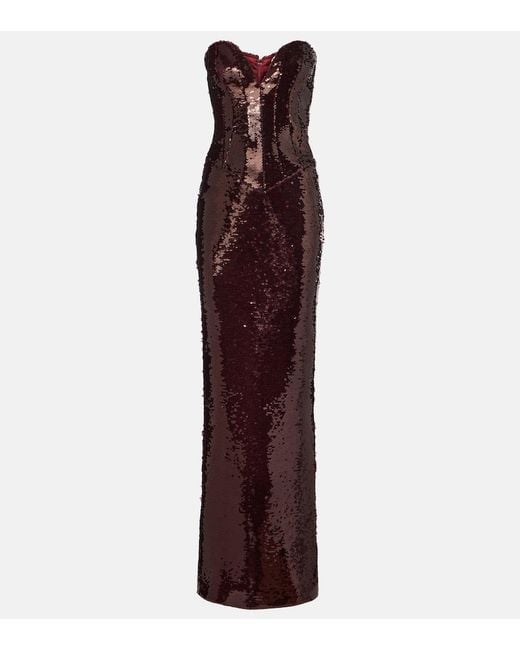 The New Arrivals Ilkyaz Ozel Purple Azzurra Sequined Corset Gown