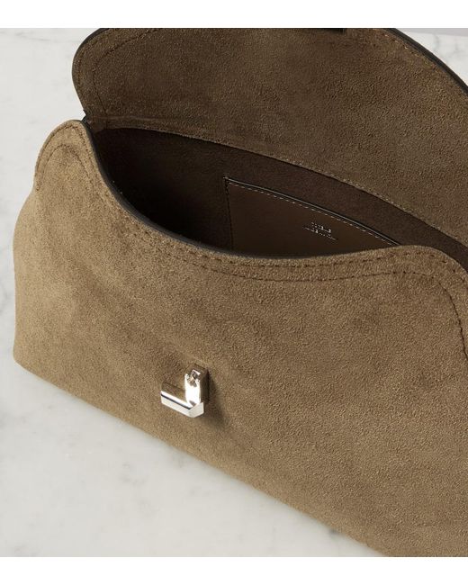 Totême  Brown Clutch T-Lock Aus Veloursleder