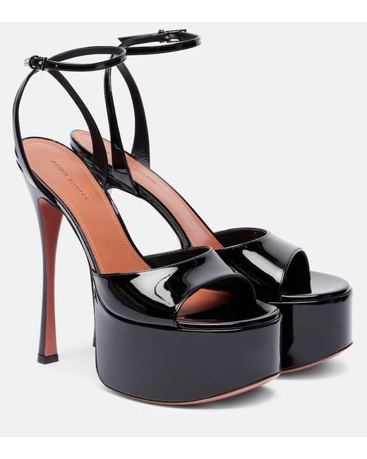 AMINA MUADDI Women's Black Aya 155 Patent Leather Platform Sandals