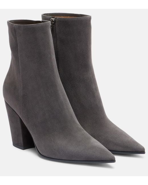 Gianvito Rossi Black Keinna 85 Suede Ankle Boots