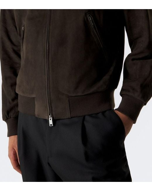 Arma Black Didier Suede Bomber Jacket for men