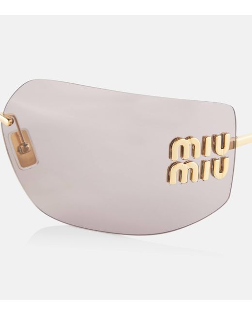 Miu Miu Pink Logo Square Sunglasses