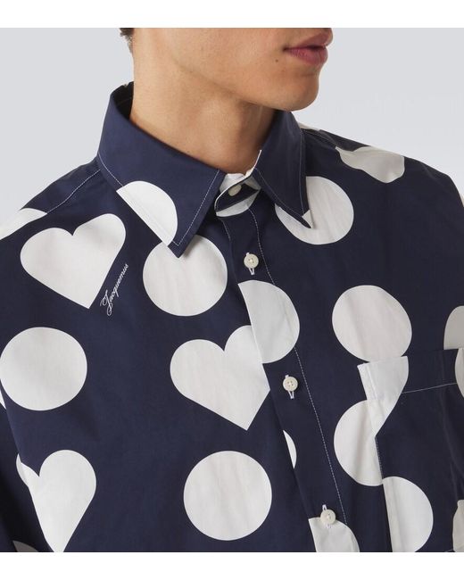 Jacquemus Blue Camargue Polka-Dot Cotton Poplin Shirt for men